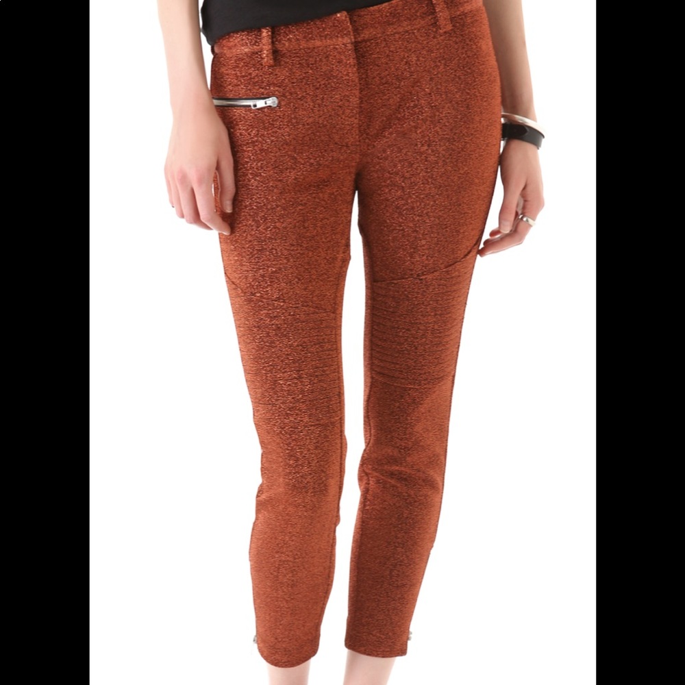 Elizabeth & James Lurex Glitter Moto Skinny Pants